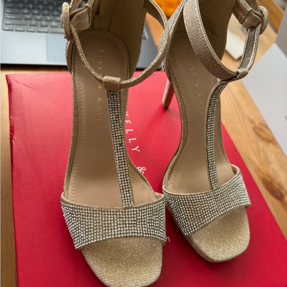 Kelly & Katie Gold Rhinestone Women's Heels